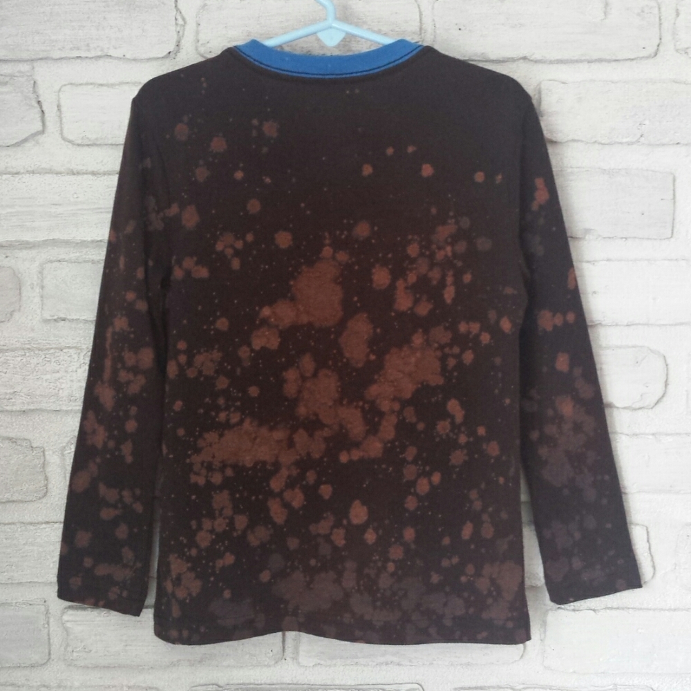 Host Pick NWT Upcycled Boys Hand Bleached Space Astronaut Longsleeve T-Shirt 4-5 - Picture 3 of 5